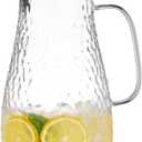 Karafu 78 Ounces/2.3 Liter Glass Pitcher with Lid, Wide Mouth Heat Resistant Water Jug for Hot/Cold Water, Ice tea and Juice Beverage Clear