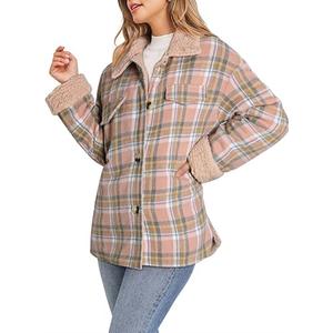 Dokotoo Winter Coats for Women Button Down Plaid Flannel Shirts Warm Sherpa Fleece Jacket, Size: Small