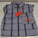 HUGO Men's Cotton Mix Canvas Zip Up Overshirt Button Down Shirt, Amalfi Blue Plaid