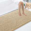Smiry Luxury Chenille Bathroom Rugs 59x35, Extra Soft and Absorbent Shaggy Bath Mat, Machine Washable, Non-Slip Plush Carpet Runner for Tub, Shower, and Floor, Home Decor Accessories, Beige