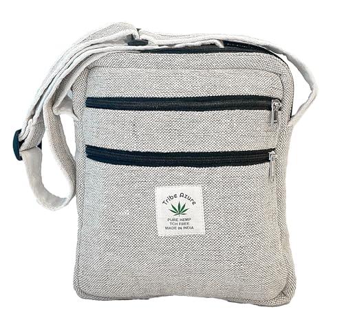Tribe Azure Fair Trade Hemp Crossbody Purse Hobo For Women Men Small Bag Canvas Mini Shoulder Handbag Multi Pocket Messenger