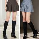 2 Pcs Women Leg Warmers Fuzzy Leg Warmers Kawaii Thick Boot Socks Y2k Accssories for Women Winter Black and White