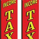 Mindsoft 2 Pack Income Tax Feather Flags 2.5 x 12 ft Tall Swooper Advertising Feather Banner Sign for Accounting Offices Professionals, Flag Only(Income Tax Service)