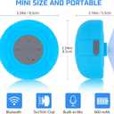 Waterproof Bluetooth Shower Speaker Portable Wireless Water-Resistant Speaker Suction Cup,Built-in Mic Gifts for Kids Speakerphone for iPhone Phone Tablet Bathroom Kitchen - Blue
