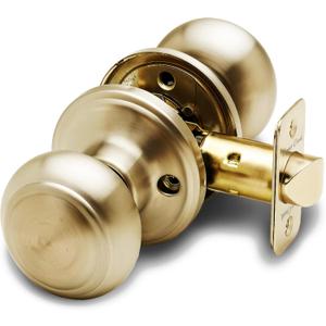 Copper Creek Colonial Passage Interior Door Knob ANSI Grade-3 Certified, Modern Heavy Duty Handle, Easy Install and Reversible for Bedroom, Bathroom and Closets Polished Brass (1 Pack)