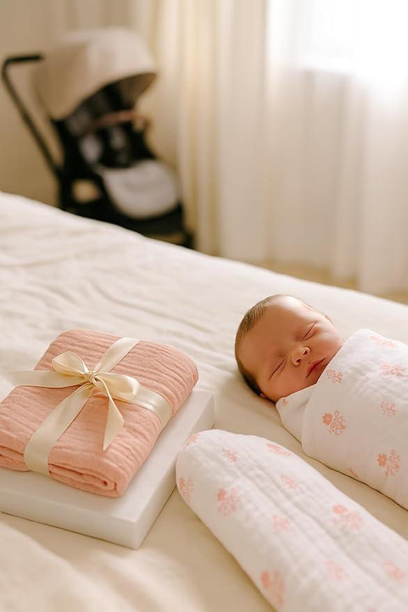 Soft 100% Cotton Swaddles for Newborns, 2- Pack - Large, Breathable Baby Blanket - Versatile, Durable Muslin Swaddle Blankets - Perfect Newborn Essentials