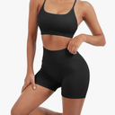 SUUKSESS Women Seamless Workout Sets Strappy Sports Bra High Waist Booty Shorts Outfits L