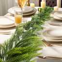 2 Pcs Real Touch Norfolk Pine Garland 6FT Artificial Pine Greenery Garlands Faux Christmas Garland for Holiday Seasonal Indoor Home Decoration Mantle