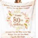 80th Birthday Gifts for Women, 80th Birthday Blanket 60"x50", 80 Year Old Birthday Gifts for Women, Gifts for 80 Year Old Woman, Birthday Gift for 80 Year Old Woman, 1945 Birthday Decorations