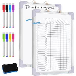 24" x 18" Magnetic Chore Chart Dry Erase Whiteboard Magnetic to Do List Chore Board with Lines Double Sided Weekly Calendar with Frame 8 Marker 1 Eraser for Family Multiple Adults