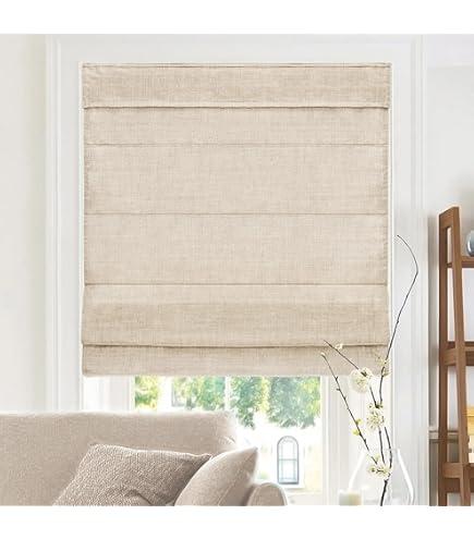 Motorized Roman Shades with Remote, Cordless Smart Blackout or Light Filtering Roman Blinds, Automatic Window Blind for Bedroom, Living Room, Kitchen, Office, Custom Size 20 W x 48 H
