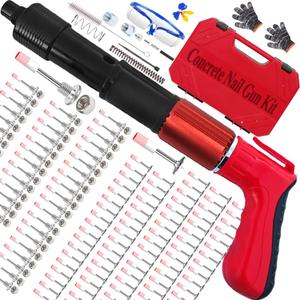 Concrete Nail Gun Kit with 120pcs Nails,5 Speed Adjustable Manual Mini Steel Nail Gun,Portable Nailer Gun, Wood working and Decoration- Built in Air Nailer for Red Brick Walls,Concrete Walls