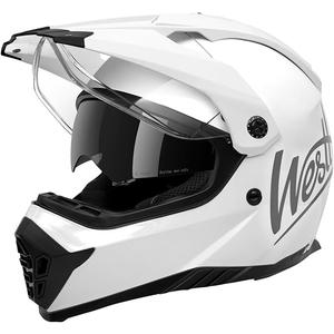 Westt Dual Sport Motorcycle Helmet Off-Road Helmets for Adults, Dual Visor Motorcycle Helmet - Full Face ATV UTV Helmet Dirt Bike Motocross Helmets DOT Approved (S (21.65-22.04 in), white)