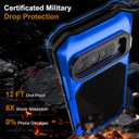 for Google Pixel 10/10 Pro/9/9 Pro Metal Case with Camera Cover Kickstand, Built-in Tempered Glass Screen Protector, Heavy Duty Military Grade Shockproof Full Body Case 6.3" (Blue)