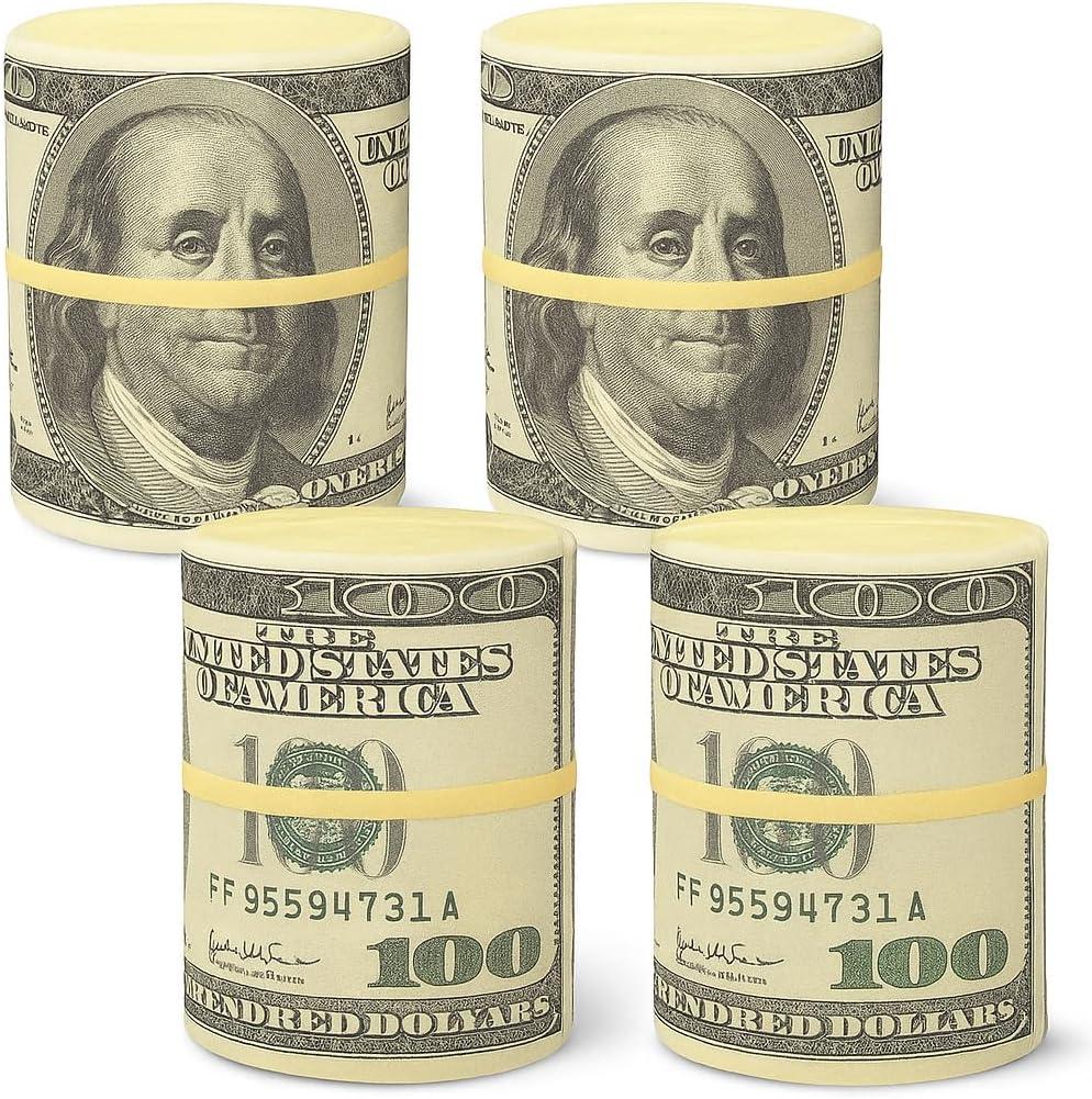 ArtCreativity Squeeze Money Stress Relief Toys, Set of 4, Slow Rise Squeezy for Kids and Adults, Casino Party Favors, Sensory for Children, Vegas Party Supplies, Fun Goodie Bag Fillers (Small)