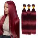 Condescension Human Hair Bundles Burgundy 99J Straight 16 18 20 Inch Bundles Human Hair 100% Unprocessed Burgundy Soft Sewn In Hair with Double Weft for Black Women