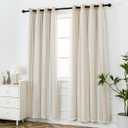 INLINAS Beige Blackout Curtains with Sheer Overlay - Grommet Top Thermal and Noise Reduction Panels for Bedroom and Living Room Light Blocking and Energy Saving, 52 x 96 Inches, Set of 2