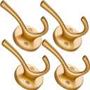 TECI Coat Hook - All-Metal with Gold Brush Finish - Ideal Hanging for Robes, Towels, Bag,Backpack, and Hat Storage - Wall Mounting for Closet, Mudroom and Bathroom (4 Pack),TC007J-4