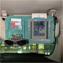 BESULEN Bling Car Sun Visor Organizer, Multi-Pocket Crystal Rhinestone Leather Vehicle Sunvisor Storage Pouch, Sparkling Diamond Auto Sunshade Eyeglasses Card Pen Holder, Universal Fit (Blue)