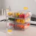 bealy 2 Pack Stackable Clear Drawer Organizer, Large Pull Out Fridge Organizers and Storage Container, Refrigerator Organizers and Storage for Fruit, Produce, Vegetables, Drinks, Snack and Food