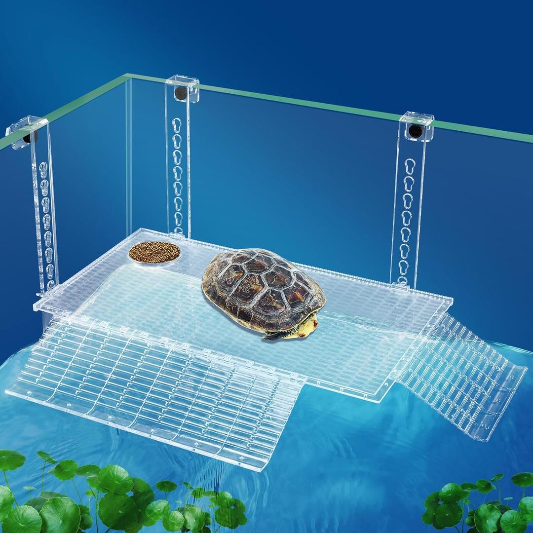 Screwless Installation Turtle Basking Platform Hanging Turtle Ramp for Turtle Tank Aquarium (Large)