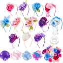 353 Pcs Headband Making Kit for Women Include 12 Headbands 24 Fake Flowers 300 Feathers 4 Mesh Ribbons 1 Roll Double Faced Adhesive Tape 12 Butterfly Accessories for DIY Hair Tea Party Decor