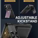 SSLOTSCASE for iPhone 16 Pro Max Case with 2X Screen Protector, Card Holder & Kickstand & Slide Camera Lens Cover, Silicone Edge Rugged Heavy Duty Phone Case Cover for iPhone 16 Pro Max 6.9'', Black