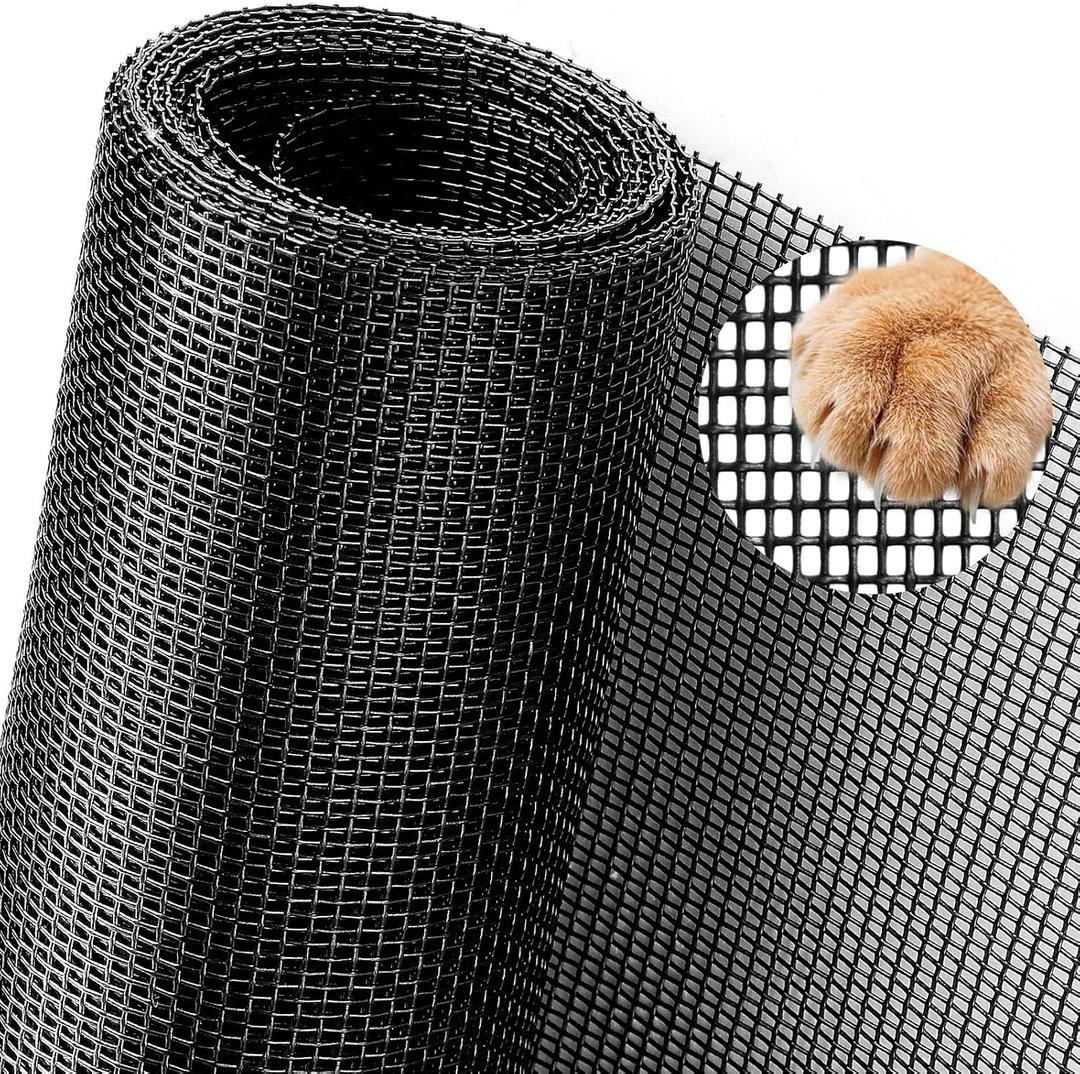 Pet Proof Window Screen Replacement 48"x100" Adjustable Thicken Charcoal Fiberglass Screen Mesh Dog Cat Net for Patio Porch Sliding Door