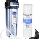 Sediment Water Filtration System with Clear 2.5X 10" Housing 3/4 "Ports, Removes Dirt, Sand, Silt and Rust