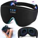 LC-dolida Sleep Headphones, 3D Sleep Mask Bluetooth Wireless Music Eye Mask, Sleeping Headphones for Side Sleepers Sleep Mask with Bluetooth Headphones Ultra-Thin Stereo Speakers Perfect for Sleeping (Black)