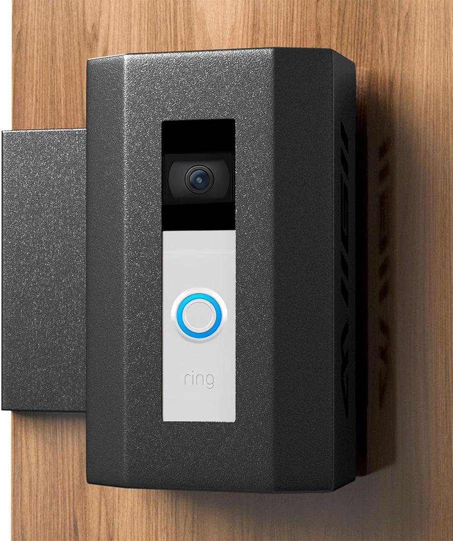 Bleu Clair Anti-Theft Doorbell Mount All Metal No Need to Drill Not Block Doorbell Motion Sensor Compatible with Ring & Other Video Doorbells for Home Rentals Office Room Apartment (Black)