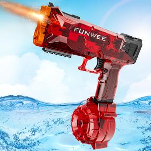 Funwee 2025 New Upgrade Electric Water Guns for Adults Kids, Light Up Most Powerful Full Automatic Water Squirt Gun, Long Range Auto Classic Powerful Strongest Water Blaster, Outdoor Pool Gift Toy (Red)