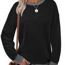 Saloogoe Sweatshirt for Women Crewneck Long Sleeve Shirts Women's Tops Trendy Black Sweaters Pullover Dressy Business Casual Outfits Comfiest Airport Luxury XL