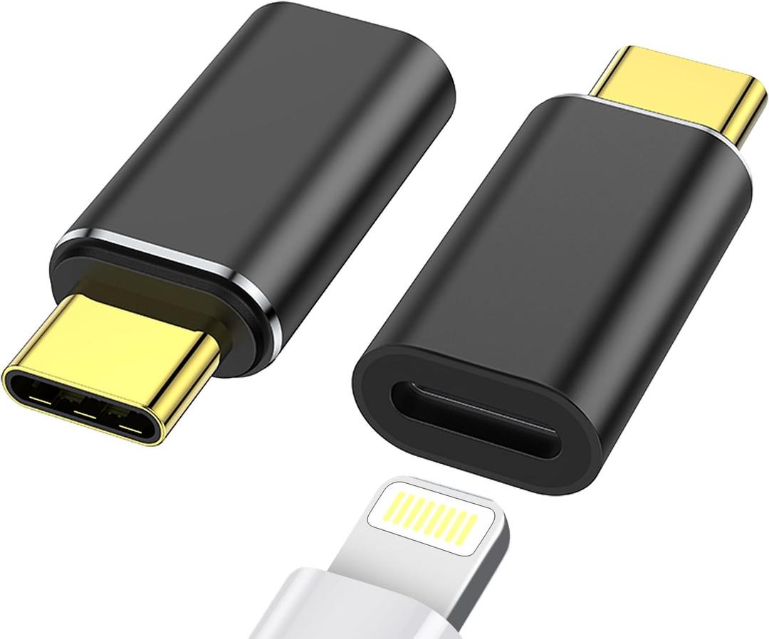 Vcddom Lightning to USB-C Adapter 2Pack, USB C Male to Lightning Female PD 60W Fast Charging and Data Transfer Adapter Compatible with iPhone 15/Plus/Pro/Pro Max and More Type C Devices