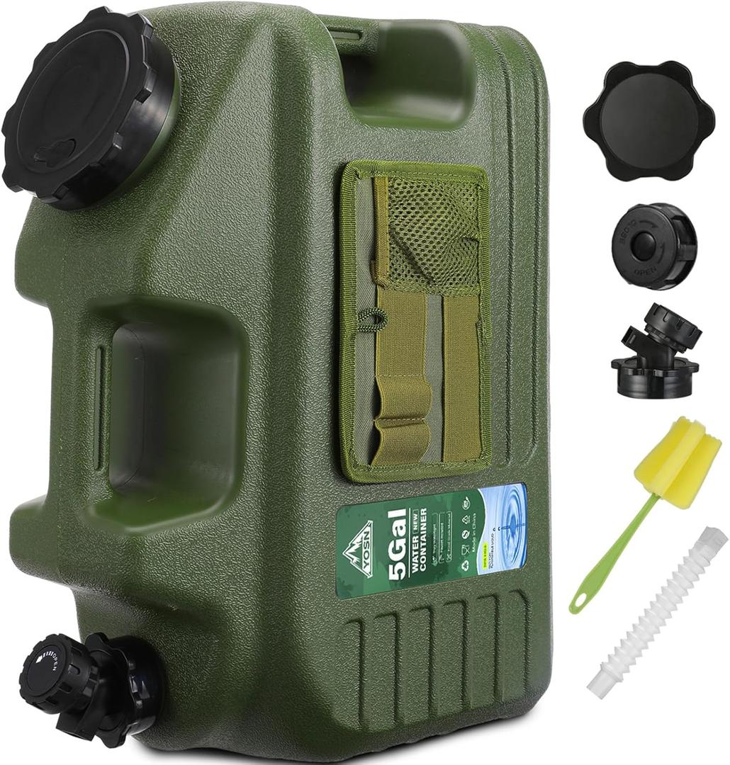 5 Gallon Water Jug, Camping Water Container, BPA Free Portable Water Dispenser with Spigot, Leak-Proof Large Camping Water Jug for Emergency Storage