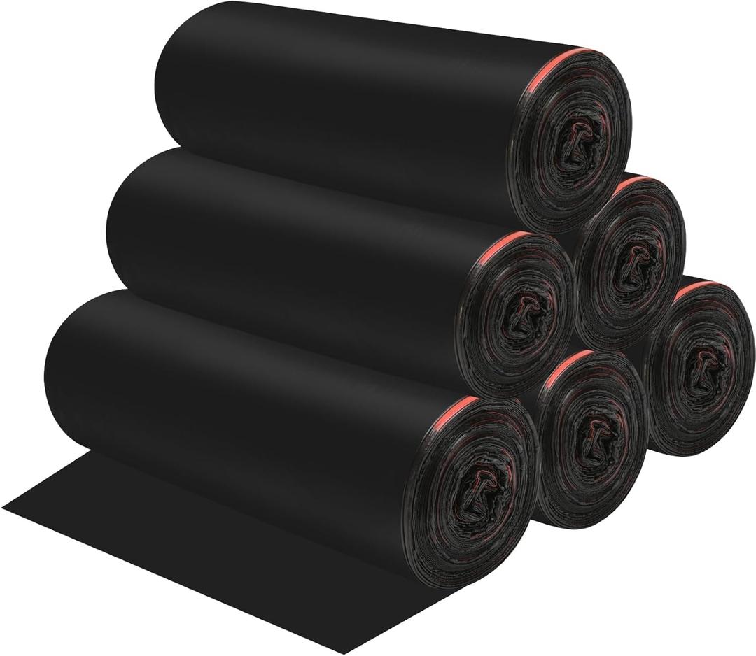 4 Gallon Drawstring Garbage Bags, Drawstring Trash Bags, Trash Bags for Office,Bathroom, Kitchen,Bedroom,6rolls/120 Counts(Black)