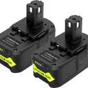 2-Pack 6.0 Ah 18 Volt RB18L50 Replacement for Ryobi 18v Battery Lithium, High Capacity Battery Long Lasting Strong Power Rapid Charge with LED, Compatible for P102 P103 P104 P105 P107