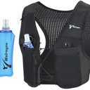 Running Vest for Women Men, USA Design, Lightweight Hydration Vest, Adjustable Elasticated Crisscrosses, Front Phone Pocket, Running Vest with 500ml Soft Flask for Marathon, Training Runs, Size: M-L