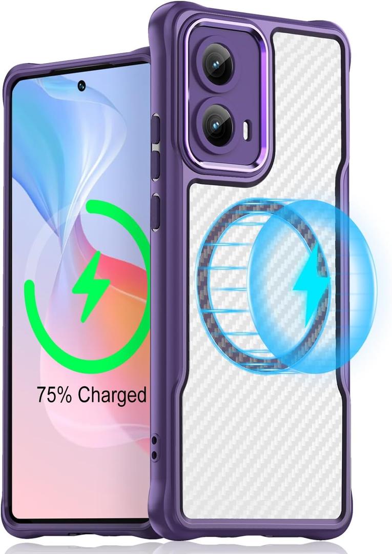 for Motorola Edge 2024 Case: with Magnetic Car Mount and Wireless Charging Capability for Moto Edge 5G 2024,Purple
