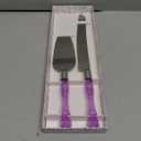 Cake Knife and Server Set, Cake Cutter and Pie Spatula, Cake Server and Knife Set with Acrylic Faux Crystal Handles, Cake Cutting Set for Wedding Cake, Birthdays, and Parties (Purple Silver)