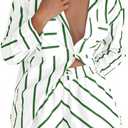 Tankaneo Womens Striped 2 Piece Outfits Button Down Shirts and Shorts Lounge Matching Sets, Medium