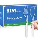 SACATR 360 Count Plastic Silverware Heavy Duty - Forks, Spoons, Knives, BPA-Free, Disposable Utensils Set, Plastic Cutlery Set, Plasticware for Wedding Party