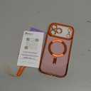 Meifigno Designed for iPhone 17 Pro Max Case 6.9", [Glitter Card & Wrist Strap] [Compatible with MagSafe] [1HD+1X Privacy Screen Protectors] Surround Raised Lens Protection 17 ProMax Case, Orange