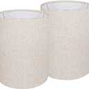 Lampshades set of 2, Tall Lamp Shades, 10" Top X 10" Bottom X 13" High Beige Large Line Fabric Lamp Shades, Easy Assembly Replacement Lampshades