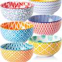 Ceramic Dessert Bowls Set - Small 11 Oz Porcelain Ice Cream Bowls for kitchen - 4.7 Inch Cereal Bowls for Salad, Fruits, Ramen - Microwave Dishwasher Safe - Set of 6 - Assorted Colors