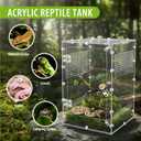 Reptile Enclosure 10 Gallon for Crested Gecko, Lizard, Bearded Dragon, SnakesFrogs, Large Spiders, Acrylic Reptile Tank Feeding Terrarium with Front & Top Opening Doors and Vent Holes - 12"*12"*18"