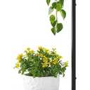 2-Tier Metal Plant Stand with Hanging Hook, Indoor Outdoor Plant Shelf, Heavy Duty Plant holder Rustproof Iron Multiple Plant Round Supports Rack for Planter Corner Garden Balcony Patio (Black)