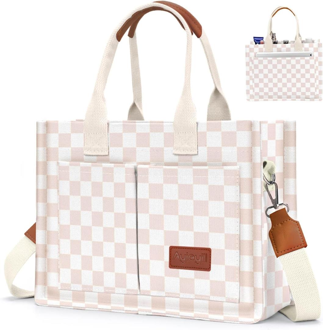 Canvas Tote Bag for Women with Pockets Crossbody Bag Tote Shoulder Handbags Casual Work Bags Everything Tote Bag