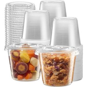 5 oz - 200 Sets Clear Diposable Plastic Portion Cups With Lids, Small Mini Containers For Portion Controll, Jello Shots, Meal Prep, Sauce Cups, Slime, Condiments, Medicine, Disposable Souffle Cups