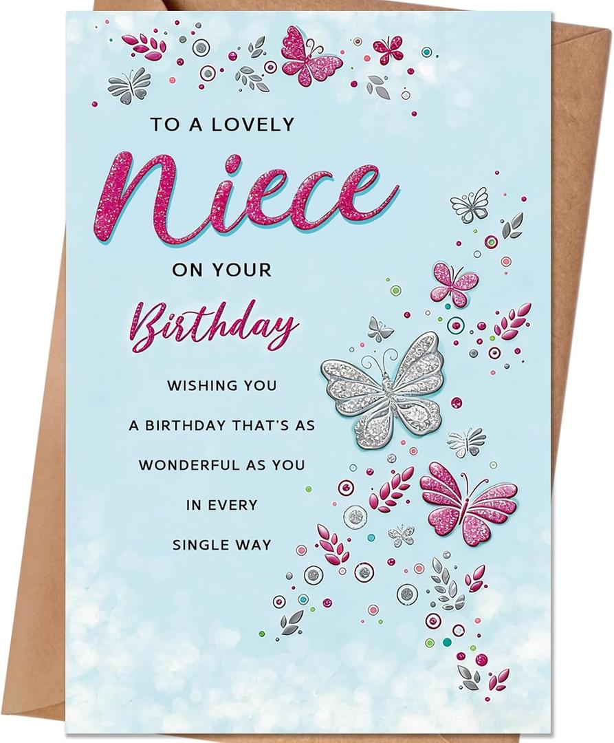 5 x Niece Birthday Card, Birthday Cards Gifts for Niece from Uncle Aunt